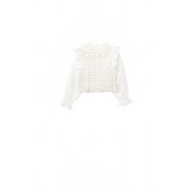 Women's Wo's Crochet Top With Ruffle Trim - Q2