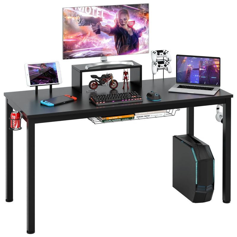 Costway 55 inch Gaming Desk Racing Style Computer Desk with Cup Holder & Headphone Hook, 1 of 11