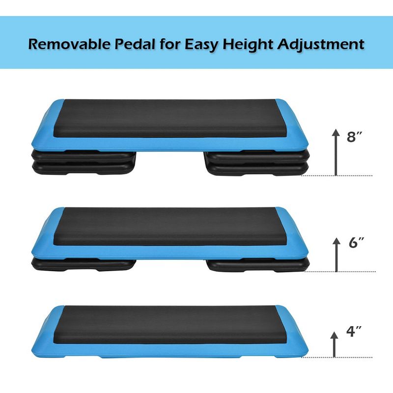 Costway Fitness Aerobic Step Cardio Adjust 4'' - 6'' - 8'' Exercise Stepper w/Risers Blue, 5 of 11