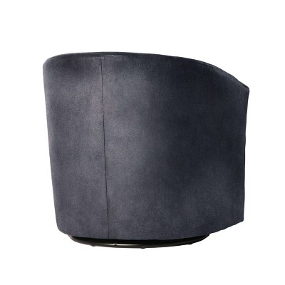 Elizabeth Charcoal Luxe Microfiber Barrel Swivel Chair