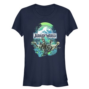 Juniors Womens Jurassic World Dinosaur Nature Scene T-Shirt - 1 of 3