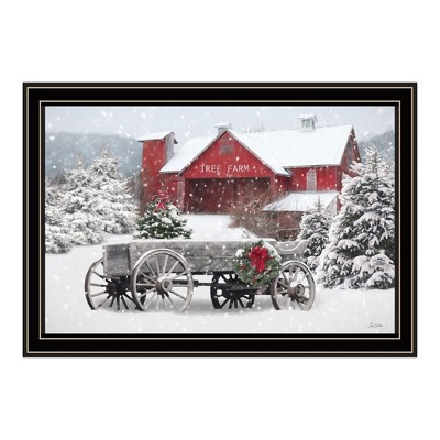 HomeRoots Tree Farm Wagon Black Framed Wall Art
