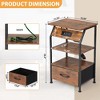 Sevobal Nightstands 2 Sets Of Cloth Nightstand With Drawer, Lamp, Open Compartment, Elegant And Simple Design, Brown, 15.4"*11.7"*25.2" - 3 of 4