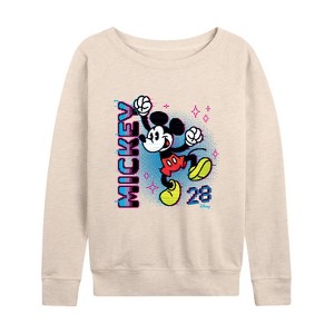 Women's - Disney - Mickey Press Start Lightweight French Terry Wide Neck Long Sleeve Shirt - 1 of 4