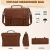 Mens Messenger Bag 17 Inch Waterproof Vintage Leather Laptop Briefcase Large Laptop Bag - 2 of 4