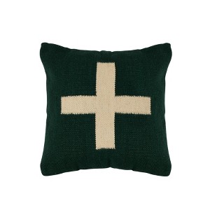 Storied Home Swiss Cross Cotton Wool Throw Pillow - 1 of 4