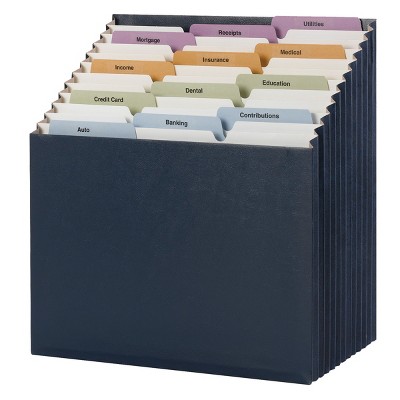 Navy Blue 12-Pocket Tiered Expanding File Organizer