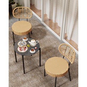 3 Piece Outdoor Bistro Set, Patio Rattan Bistro Set with Coffee Table, Front Porch Chairs Wicker Conversation Set for Lawn, Garden, Balcony, Backyard - 1 of 4