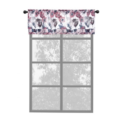 Blush Floral Watercolor Poppy Field Rod Pocket Valance