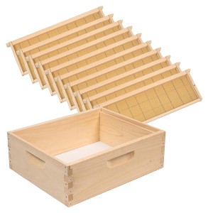 Lehman's Beekeeping Beehive Box, 10 Frame Medium Assembled Super or Brood Honeybee Hive Box with Beeswax Foundation Frames, Amish Made - 1 of 4