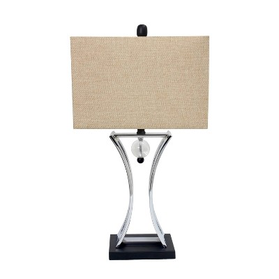 Matte Black and Satin Nickel Hourglass Table Lamp