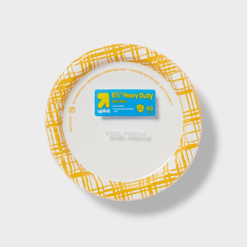 Disposable Paper Plates 7&#34; - Yellow Plaid - 60ct - up &#38; up&#8482;, 1 of 4