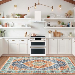 Area Rugs - Machine Washable, Non Slip, Low Pile, Stain Resistant, Soft Print Pattern for Living Room and Bedroom Indoor Decor Polyester Rug - 1 of 4