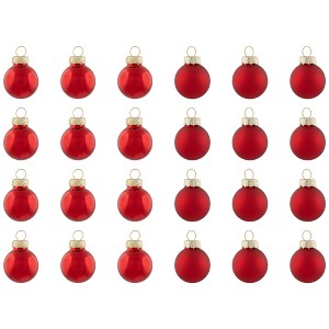 Northlight 24ct Red and Gold 2-Finish Mini Glass Christmas Ball Ornaments 1" (25mm) - 1 of 4