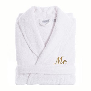 Linum Home Textiles 100% Turkish Cotton Embroidered ''Mr.'' Terry Bathrobe - 1 of 2