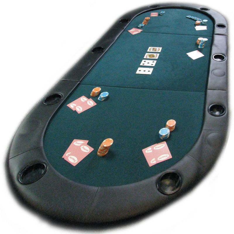 Trademark Poker Texas Hold'em Water-Resistant Folding Tabletop With Cup Holders and Padded Edges - Seats up to 10 People, 3 of 5