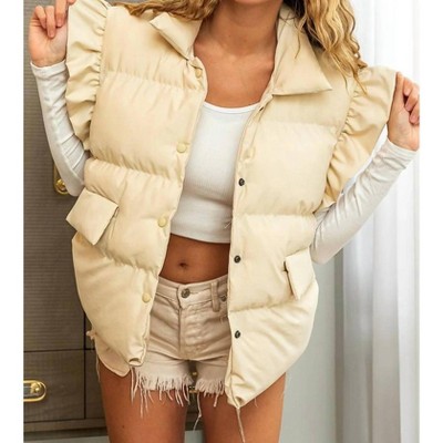 Women's Ruffled Sleeve Puffer Vest - BiBi