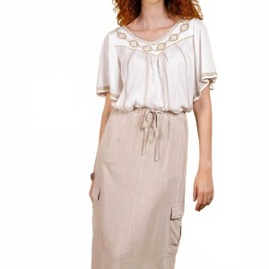 Women's Wo's Crepe Embroidered Smock Top - PAPARAZZI - 1 of 2
