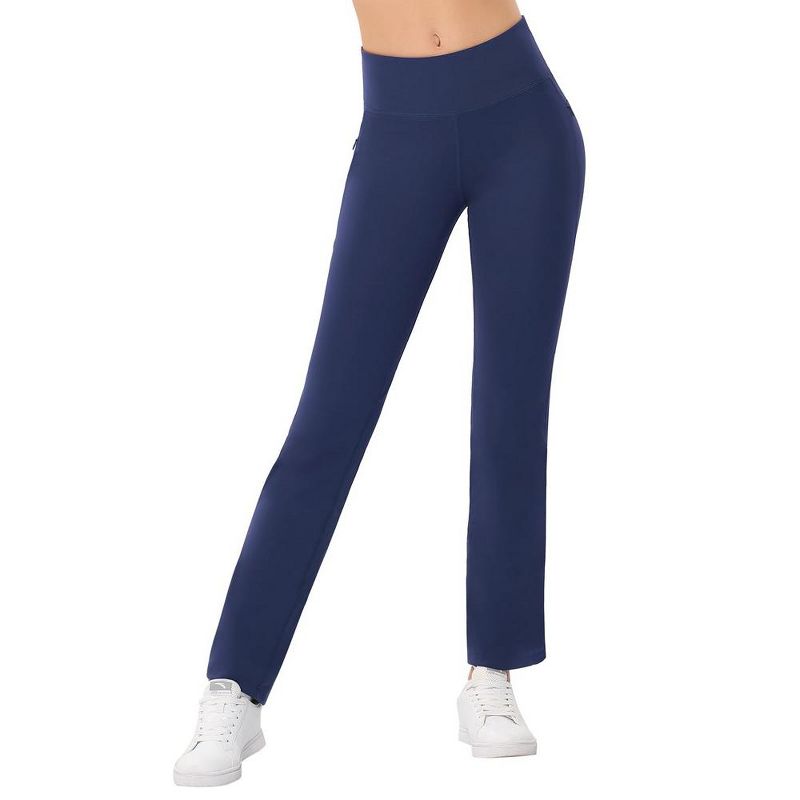 Women's High Waisted Workout Leggings with Zipper Pockets Athletic Yoga Pants Lounge Casual, 2 of 7