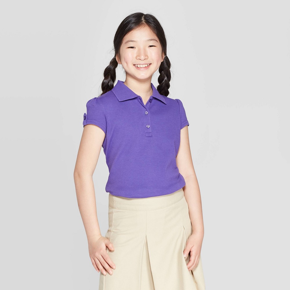 petiteGirls' Short Sleeve Interlock Uniform Polo Shirt - Cat & Jack Purple S, Girl's, Size: Small was $7.0 now $5.6 (20.0% off)