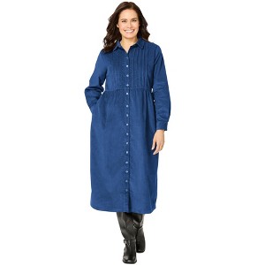 Woman Within Button Front Corduroy Dress - 1 of 4