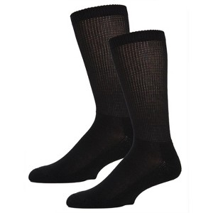 Memoi Diabetic Comfort Non-Skid Crew Socks Black 10-13 - 1 of 3