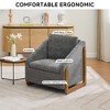 Lyngins Modern Chenille Fabric Accent Chair, Upholstered Armchair with Wooden Side Frame, Accent Leisure Chair/Comfy Reading Chair for Living Room - 4 of 4