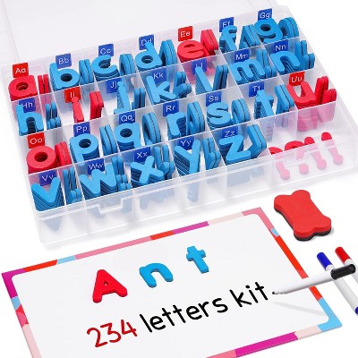 Paaaawaters Classroom Magnetic Letters Kit 234 Pcs with Double-Side Magnet Board - Foam Alphabet Letters for Kids Spelling and Learning