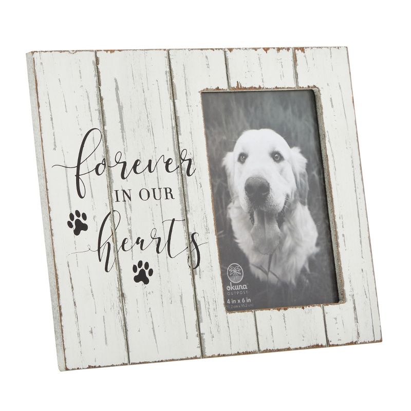 Okuna Outpost Wooden Pet Memorial Picture Frame, 9.5x7.9-Inch Sentimental Dog Photo Frame for 4x6-Inch Photos for Pets That Have Passed On, White, 5 of 7