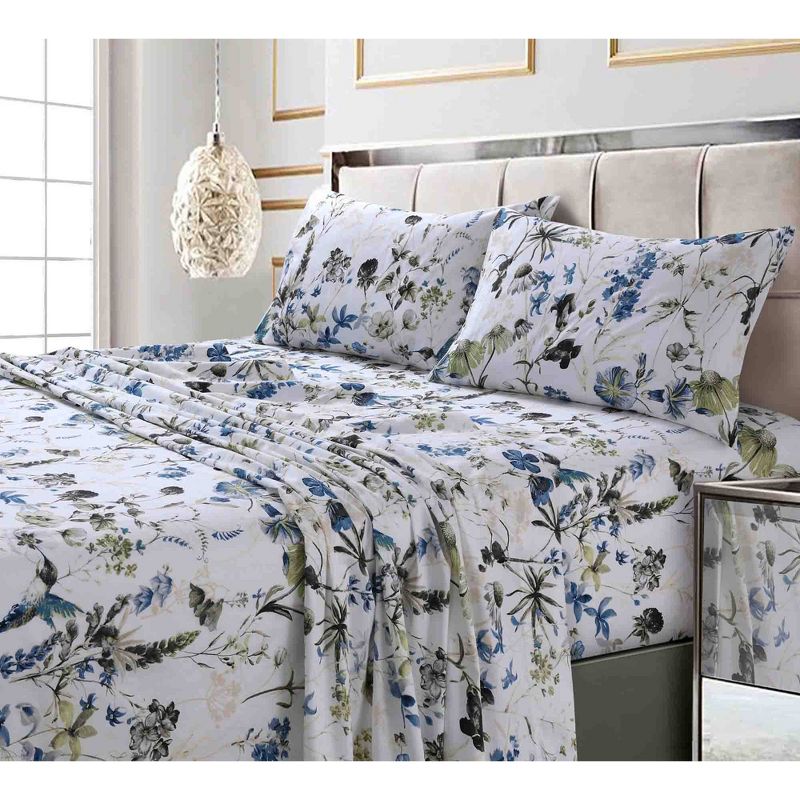 300 Thread Count Printed Pattern Sateen Sheet Set - Tribeca Living, 1 of 4