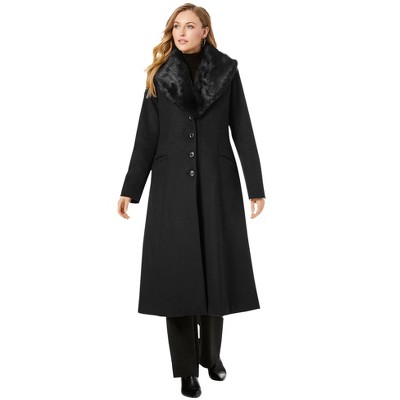 Jessica London Women's Plus Size Leather Swing Coat, 28 - Black