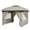 Outsunny 11' x 11' Outdoor Patio Gazebo with Curtains, Church Windows, Galvanized Steel Frame for Lawn, Backyard and Deck - 4 of 4