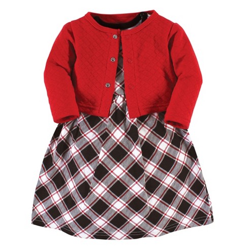 Hudson Baby Toddler And Baby Girl Quilted Cardigan And Dress, Black Red ...