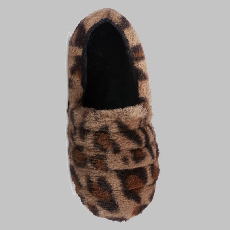 Isotoner Women's Shay Faux Fur Slip-on Slippers - Cheetah Brown, 4 of 7