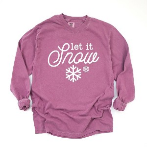Simply Sage Market Women's Let It Snow Snowflake Long Sleeve Garment Dyed Tee - 1 of 4