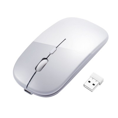 Insten Rechargeable USB 2.4G Wireless Slim Mouse Compatible with Laptop, PC, Computer, MacBook Pro/Air & Gaming, Silver