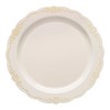 Smarty Had A Party 10" Ivory w/ Gold Vintage Rim Plastic Dinner Plates - 120 pcs - 2 of 4