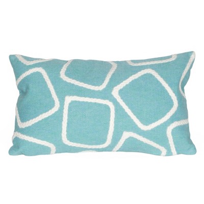 12"x20" Oversize Outdoor Square Shapes Lumbar Throw Pillow Aqua - Liora Manne