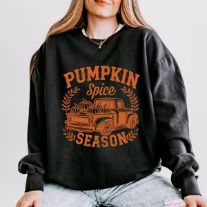 Simply Sage Market Pumpkin Spice Season Truck Distressed Lightweight Garment Dyed Sweatshirt - 1 of 4