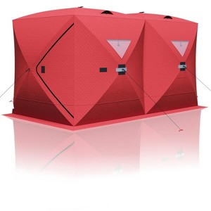 Portable Pop-Up Ice Fishing Tent, Spacious 3 to 4-Person Ice Fishing Shelter, Weather Resistant Fishing Shelter Includes Anchors, Ropes & Carry Bag - 1 of 4