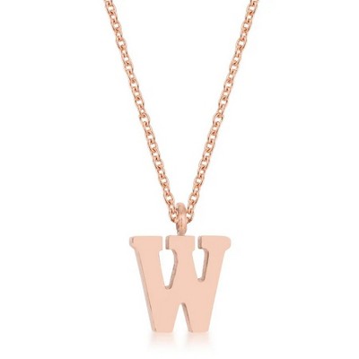 ShineHigh Elaina Rose Gold Stainless Steel Initial Pendant Necklace with 16” Chain + 2” Extender – Letters F, I, O, Q, U, V, W, X, Y