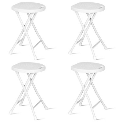 Costway Set of 4 Portable Folding Stools 18'' Collapsible Round Stools White