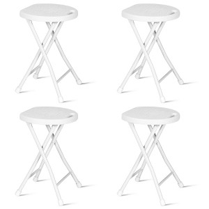 Costway Set of 4 Portable Folding Stools 18'' Collapsible Round Stools White - 1 of 4