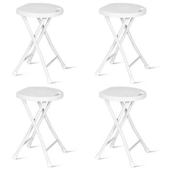 Costway Set of 4 Portable Folding Stools 18'' Collapsible Round Stools White