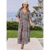 HAPPY BAY Women's Summer Batik Caftan Long Loungewear Dashiki House Dress with Pockets Sleepwear for Women Nightgown 1X-2X Green, Floral - 4 of 4