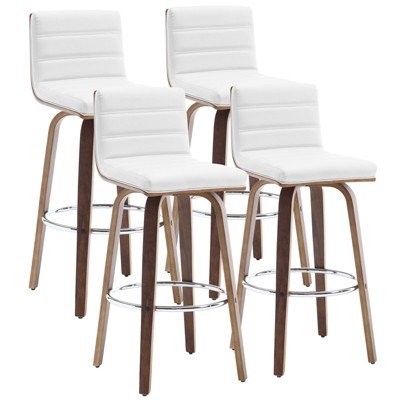 Bekrvio 26" Counter Height Bar Stools - PU Leather Swivel, L Shape Back, Upholstered, Mid-Century Modern Chairs for Kitchen Counter Island