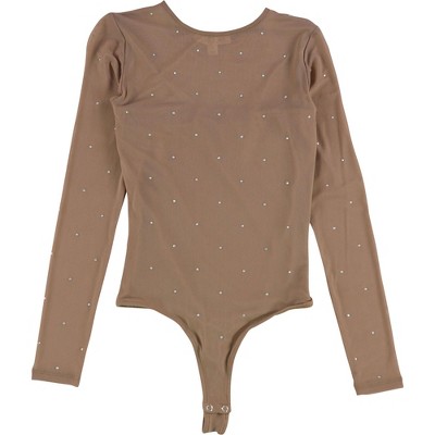 I.N.C International Concepts Womens Crystal Mesh Bodysuit Jumpsuit