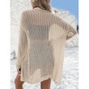Womens Summer Lightweight Cardigan Long Sleeve Open Front Loose Beach Crochet Cover Up - 3 of 4