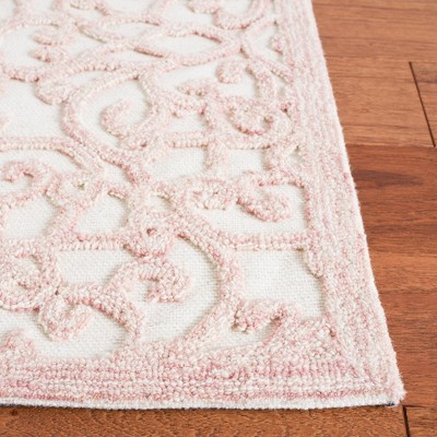 Ivory and Pink Floral Hand-Tufted Wool 8' x 10' Area Rug