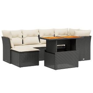 vidaXL Garden Sofa Set Black, Cream White - 1 of 4